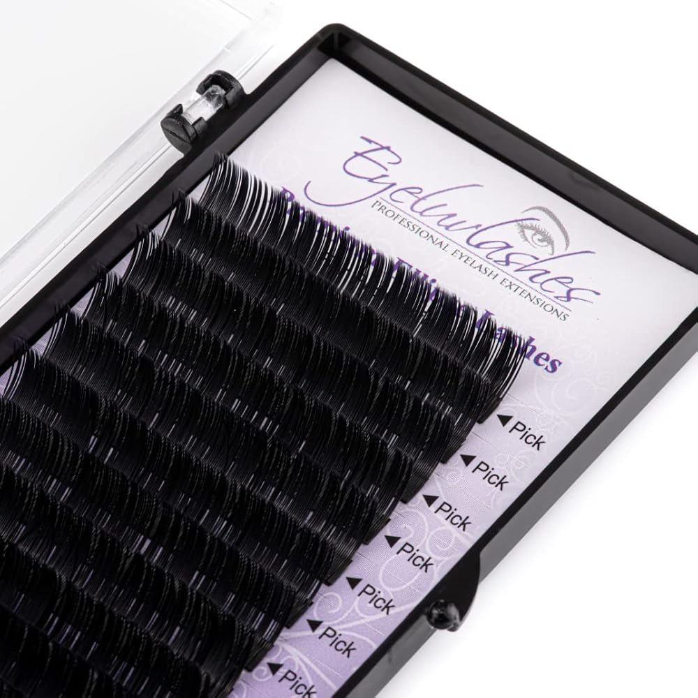 Eyeluvlashes B Curl Silk Ellipse Flat Lash Extensions 0.20x12mm Individual Trays