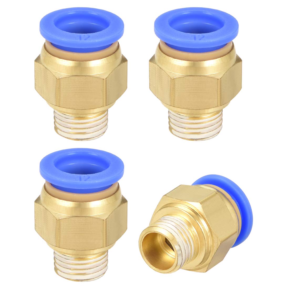 sourcing map Straight Pneumatic Push to Quick Connect Fittings G1/4 Male x 12mm Tube OD 4pcs