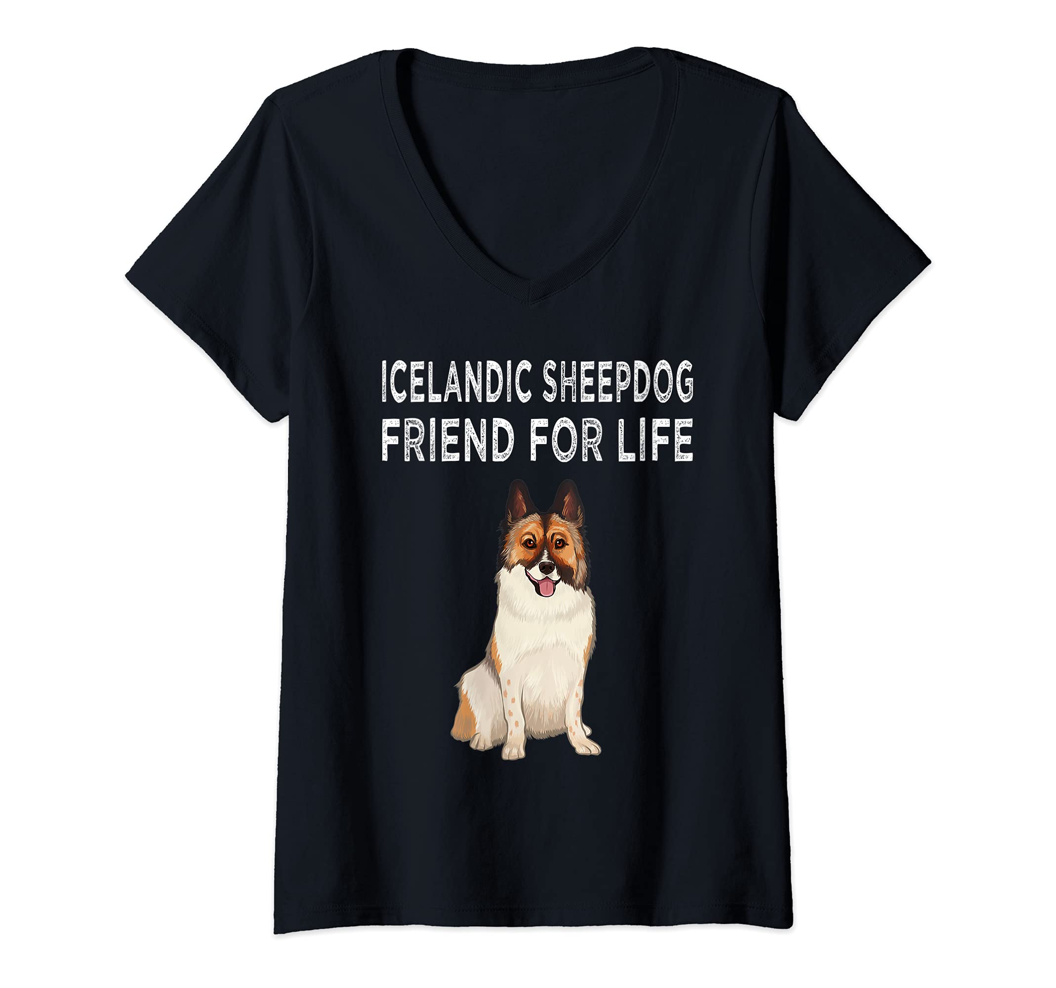 Womens Icelandic Sheepdog Friend For Life Dog Friendship V-Neck T-Shirt