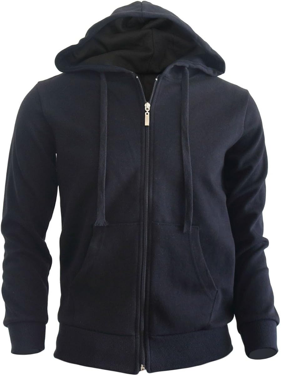 men zip decoration plain hooded sweatshirt