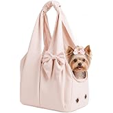 Fashion Dog Purse Carrier for Small Dogs and Cats, Soft-Sided Puppy Tote Bag Up to 13lbs, Lightweight Pet Carrier with 4 Pockets, Smart Zipper Lock, Pet Travel Bag for Travel Outdoor(Pink)