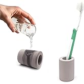 DiatZeno Mini Toothbrush Holders for Bathrooms - Diatomite Quick-Dry Organizer, Compact Portable Toothbrush Holder for Countertop, Shower & Travel Storage