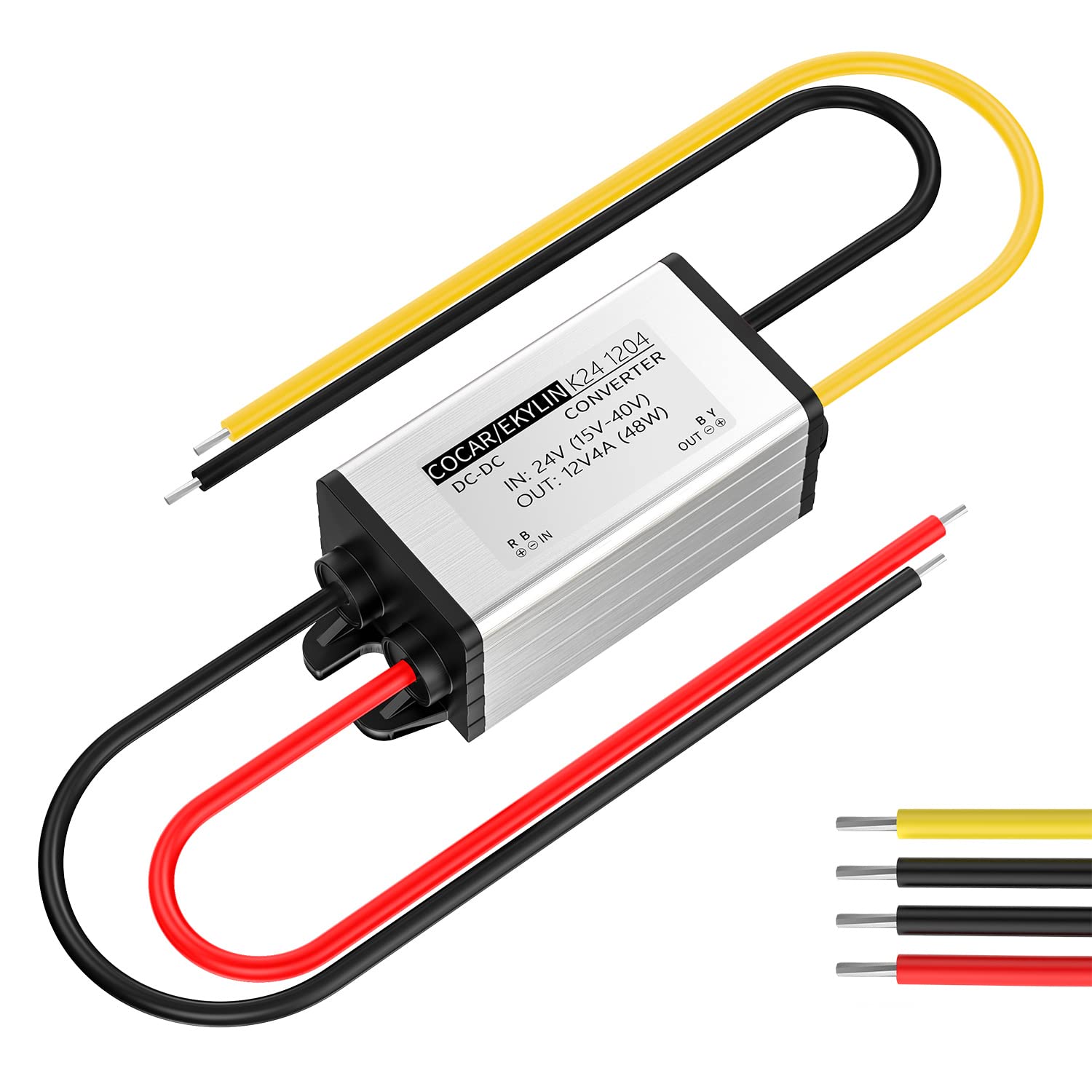 DC 24v to 12v Step Down Converter Reducer Regulator 4A 48W Power Supply Adapter for Auto Car Truck Vehicle Boat Solar System etc. (Accept DC15-40V Inputs)
