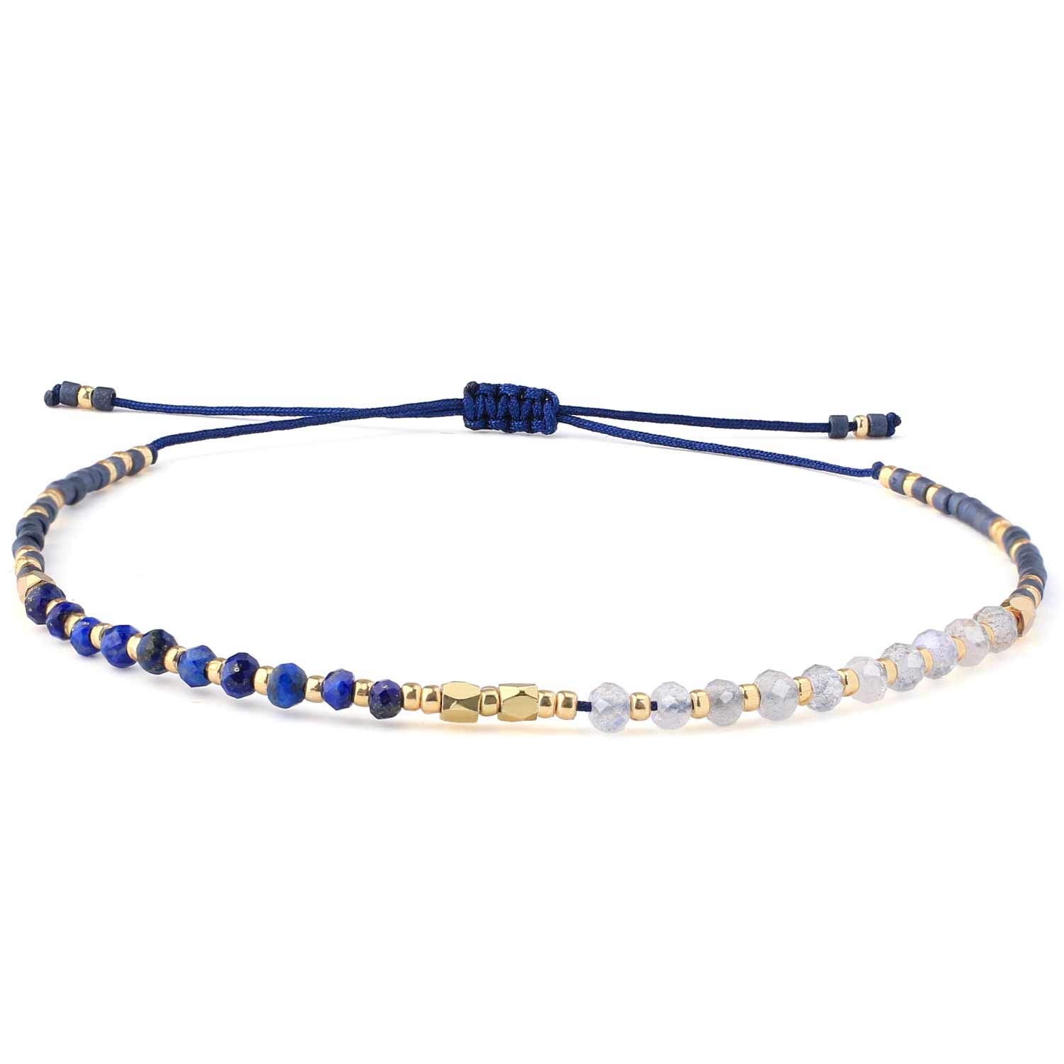 KELITCH Natural Crystal Beads Strand Bracelets Miyuki Seed Bead Chains Bracelets Adjustable Women Bracelets (Blue) โ image 1