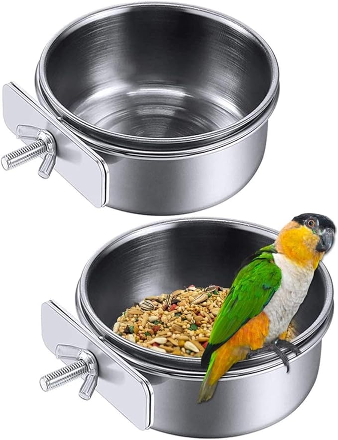 Cozy Puppies Bird Cage Food Water Dispenser Parrot Food Dish Bird