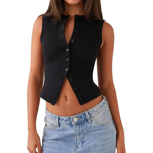 トップス 00s DIESEL llic nylon down vest y2k Amazon.com: Women Y2k Knit Ribbed Casual Tank Top Sleeveless