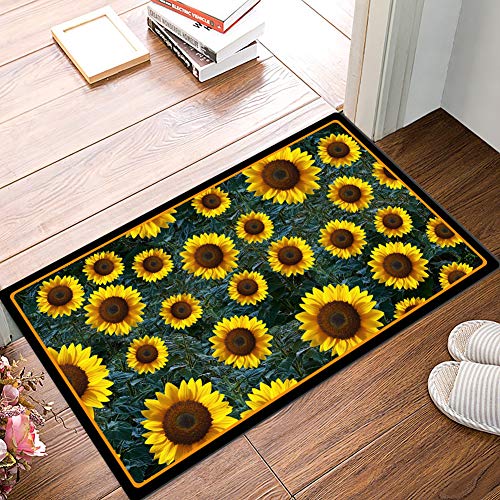 Sunflower Field Decorative Rubber Welcome Non Slip Door Mat, 17.3" x 29