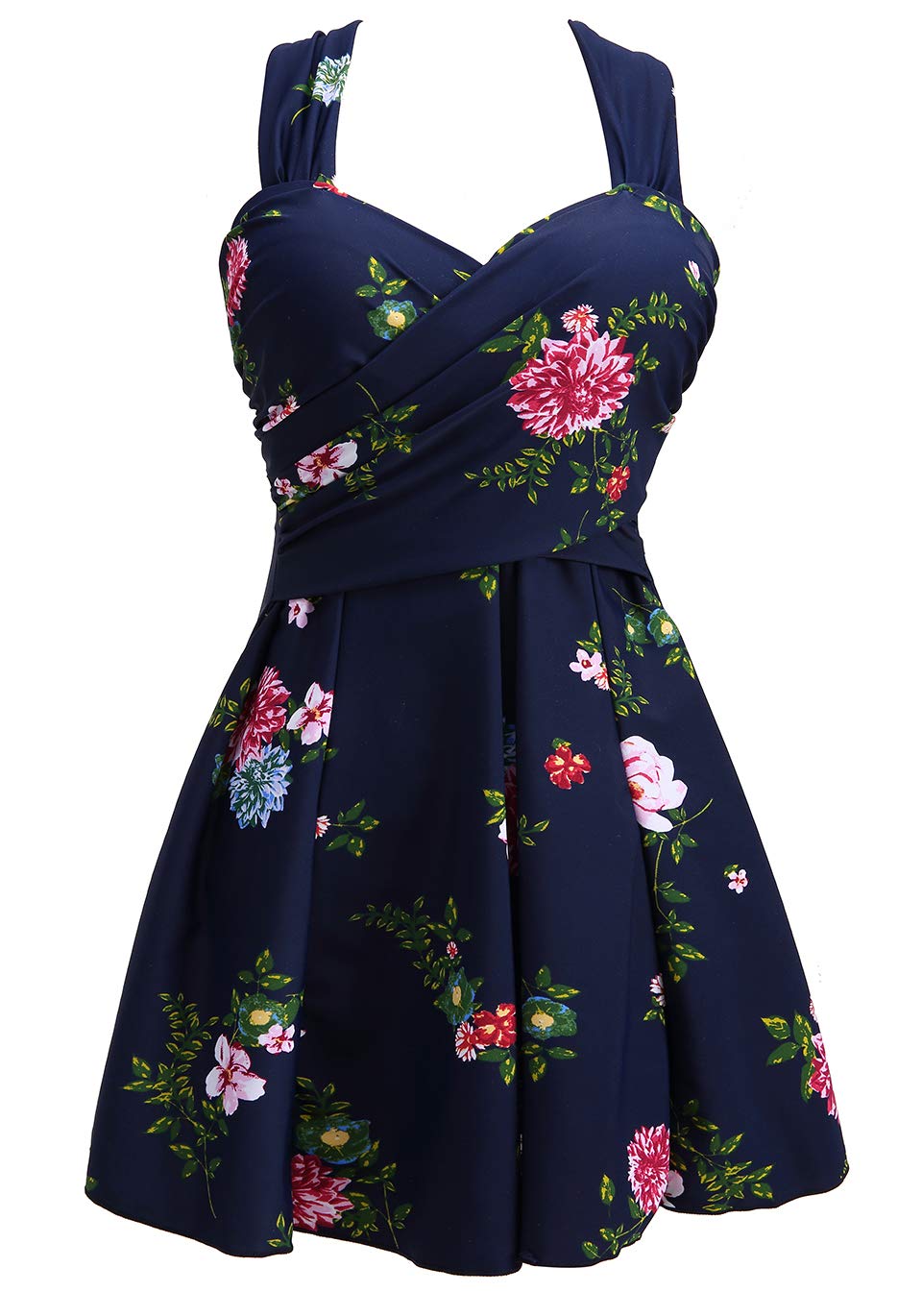 Photo 1 of COCOPEAR Women's Elegant Crossover One Piece Swimdress Floral Skirted Swimsuit Floral 69 3XL/16-18