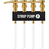 4 Pack Gold Syrup Pump Dispenser for 750ml Plastic Bottles Torani | Consistent Liquid Measurement Accurate Beverage Measurement