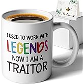 XKZGSZB Used to Work With Legends Now I Am a Traitor, Funny Retirement Leaving Mug Tea Cup, leaving Gifts for Men Women Friend Bestie Coworker Boss Manager Employer, Office Retirement Leaving Gifts