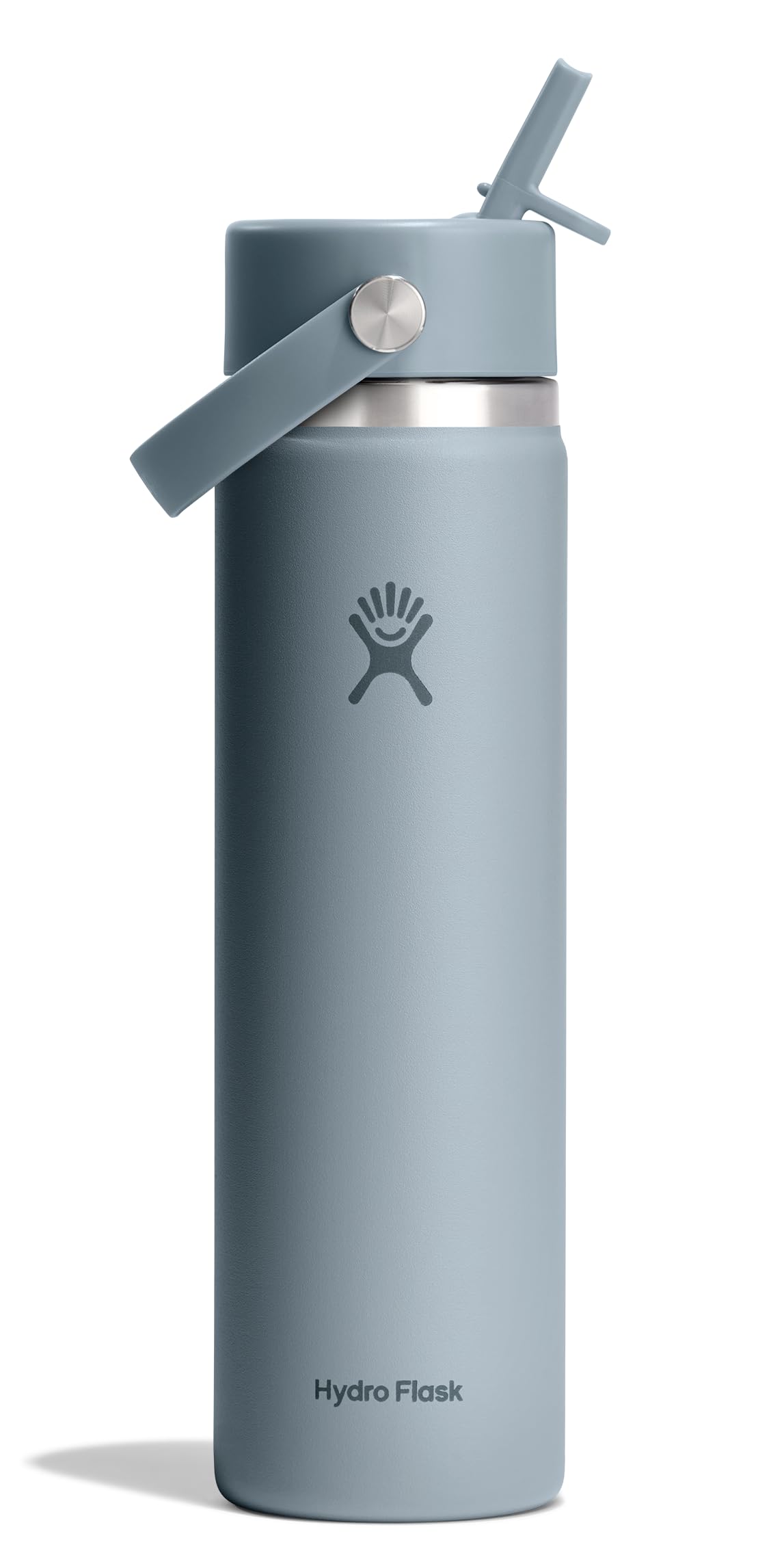 Hydro Flask Water Bottle - Insulated Stainless Steel - Wide Straw Lid, Non Spill, Leakproof in 24 Oz Shale Gray