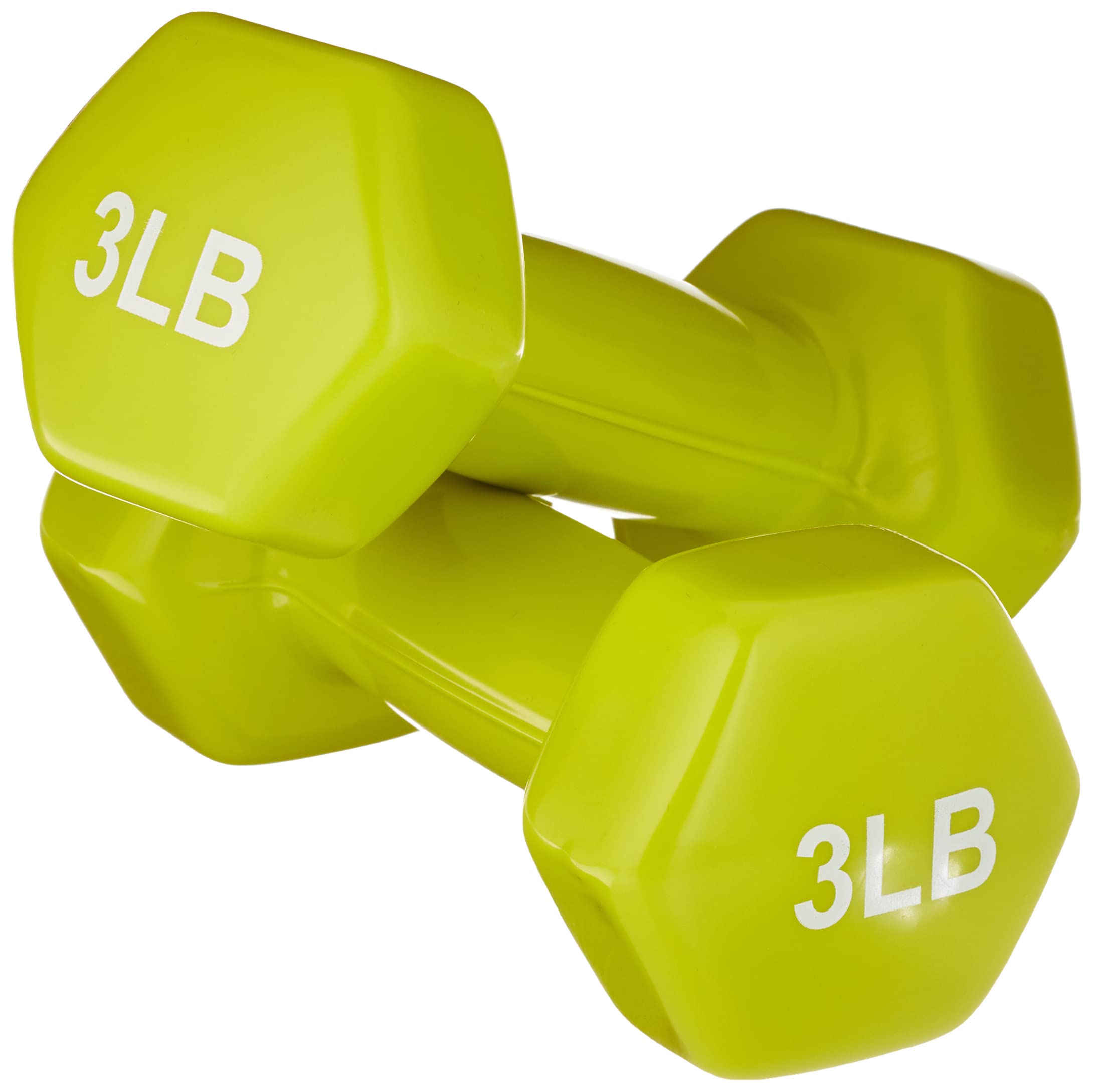 Amazon Basics Vinyl Dumbbells, Set of 2, 3 Pounds, Citron