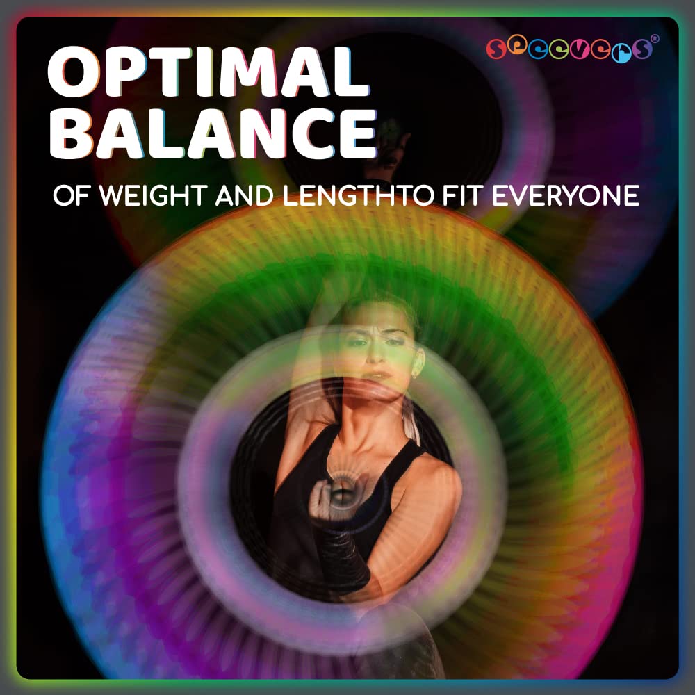 LED Poi Optic Fiber Poi for Professionals - Exciting Light Show and Fast USB Charge - Strobe & Fade Light Programs - LED Prop for Spinners 1 Year Warranty