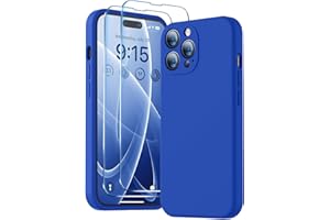 BossKiss Compatible with iPhone 14 Pro Max Case, Silicone Upgraded [Camera Protection] [2 Pcs 9H Screen Protector], Soft Anti-Scratch Microfiber Lining, 6.7 inch, Klein Blue