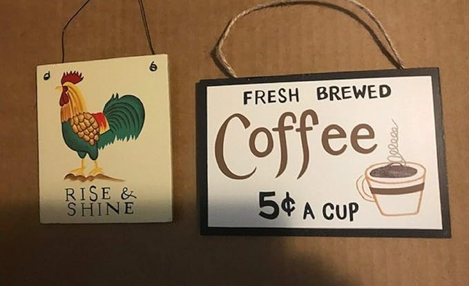 Amazon Com Fresh Brewed Coffee Rise Shine Rooster Decor Country
