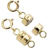 Everyday Elegance Solid 14K Yellow Gold Magnetic Clasps and Closures for Necklaces Bracelets Anklets| Clasp Converter | with Spring Ring Clasp | 2 Clasps | 4.5mm Thickness