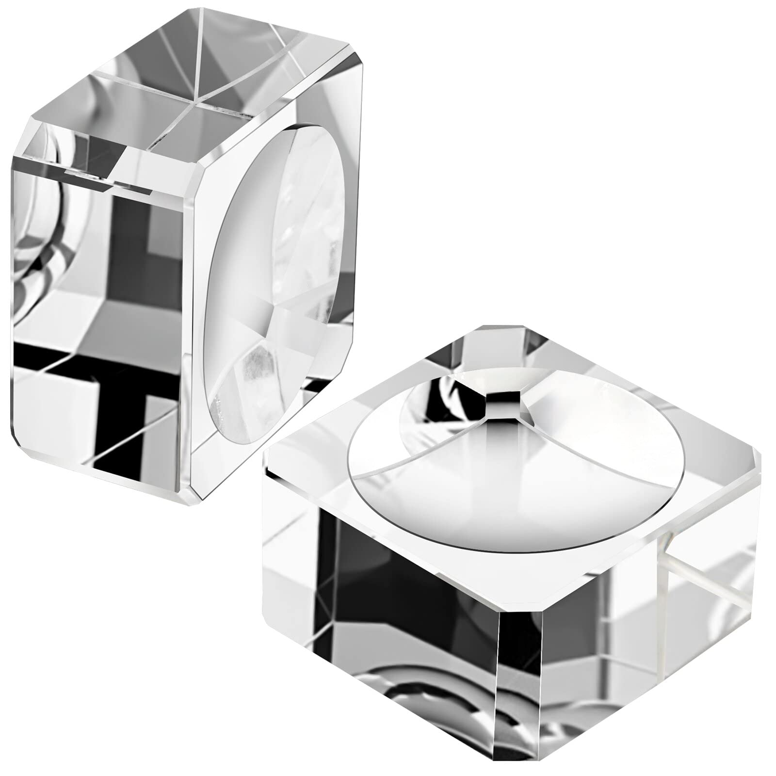 Juanxian 2 Pcs 1.4in Square Crystal Ball Stand Clear Glass Ball Display Stand for 60mm to 90mm Crystal Ball