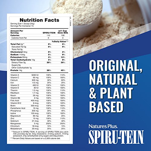NaturesPlus SPIRU-TEIN Shake - Blueberries & Cream - 1.12 lbs, Spirulina Protein Powder - Plant Based Meal Replacement… - Image 7
