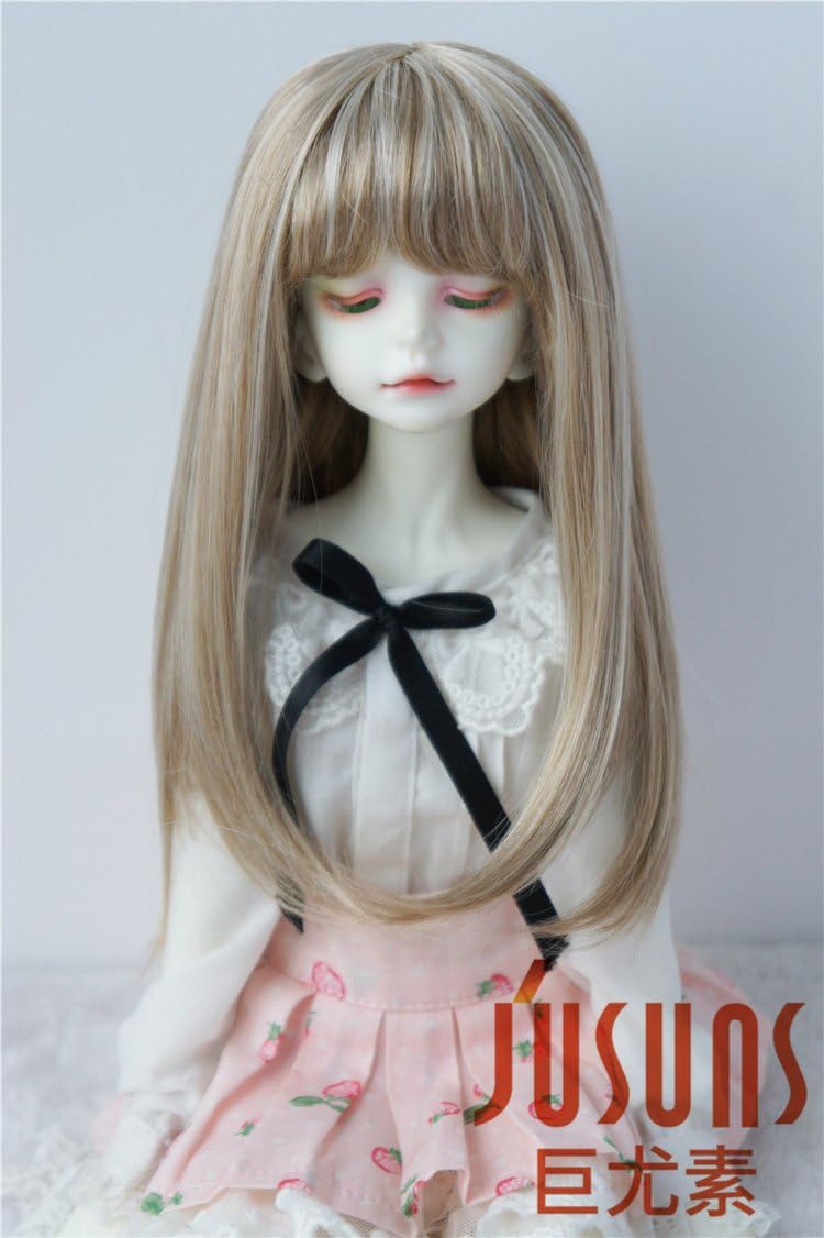 JD371 18-20CM 7-8inch Doll Wigs MSD 1/4 Synthetic Mohair Doll Wigs Miranda Long Hair with Full Bang BJD Wig (Summer Color)