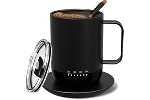Vsitoo S3 Pro Smart Mug, Temperature Control Smart Mug,Heated Coffee Mug, Improved Design,Smart LED Light/APP Control/Auto Sleep/3-Level Temperature Setting (Black)