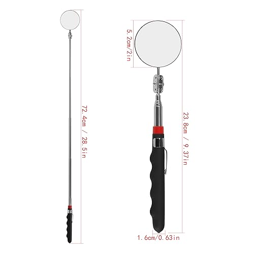 3 Pieces Telescoping Inspection Mirror Set Round Mirror Adjustable Inspection Tool For Checking Vehicle Observing Eyelashes Mouth And Small Part Extendable Retractable Inspection Tool Kit 3 Sizes - View #8