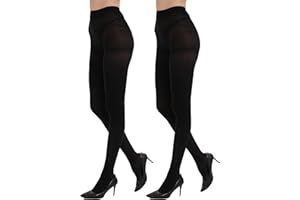 Citystl 2 Pairs Black Tights for Women, 40D Solid Color Soft Tights, Control Top Microfiber Pantyhose for women