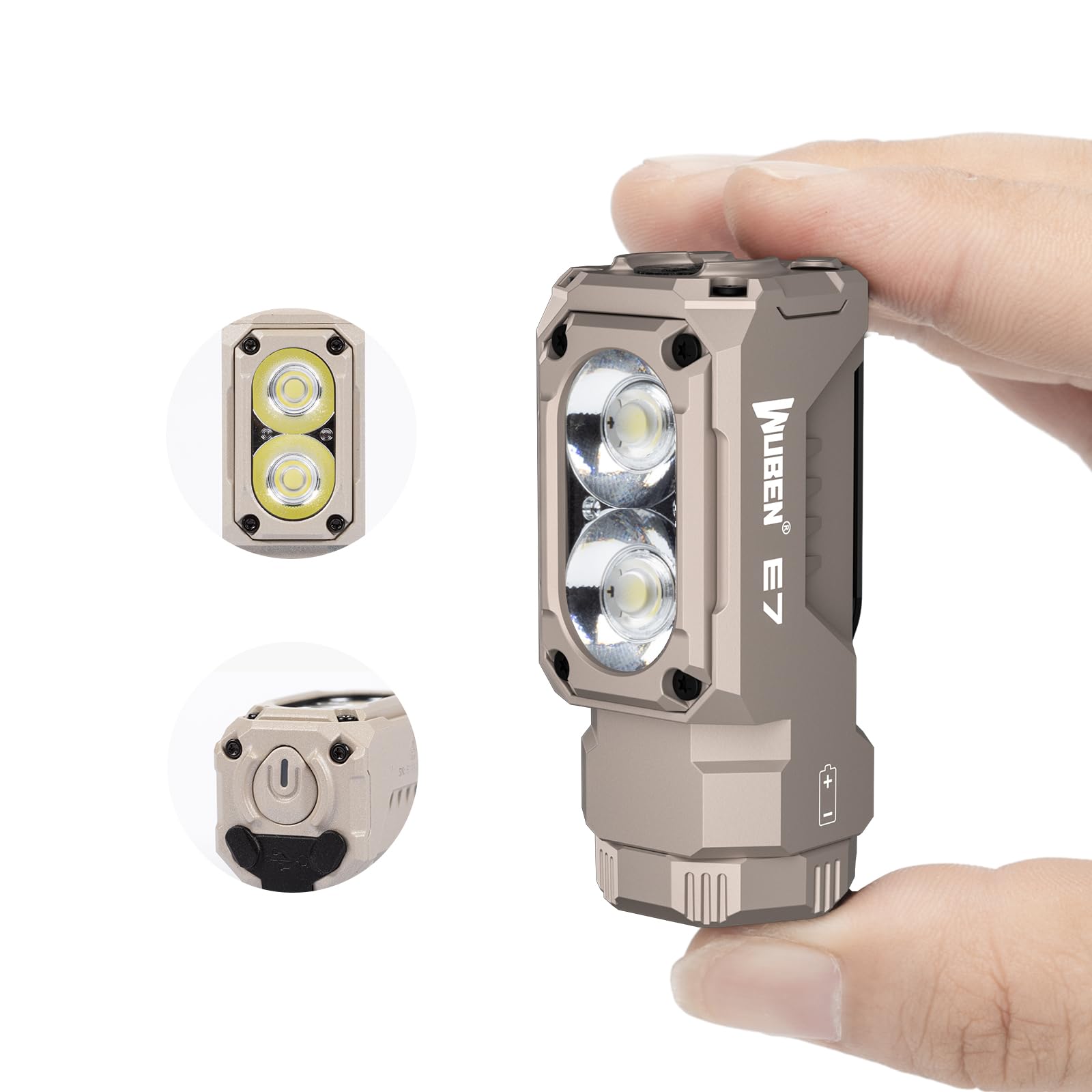 WUBEN E7 1800 Lumen Mini Flashlight with Magnet - Super Bright 6 Modes EDC LED, Type-C Rechargeable, IP68 Pocket Light for Headlamp Use, Rescue, Camping