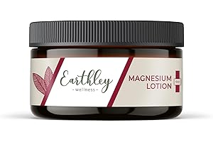 Earthley Wellness, Magnesium Lotion, Parent's Picks Award-Winner, Magnesium Cream for Promoting Relaxation, Rest & Muscle Recovery, Natural, Non-Itchy, Fast-Absorbing Formula (6oz, Original Lavender)