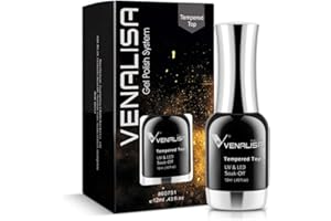 V VENALISA VENALISA 12ML No Wipe Tempered Top Coat, Scratch Resistant Long Lasting High Gloss Soak Off Clear Gel Nail Polish Top Coat 0.43 OZ