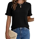 LaGracia Women's Short Sleeve Sweater Crewneck Summer Sweater Business Casual Tops Trendy 2026