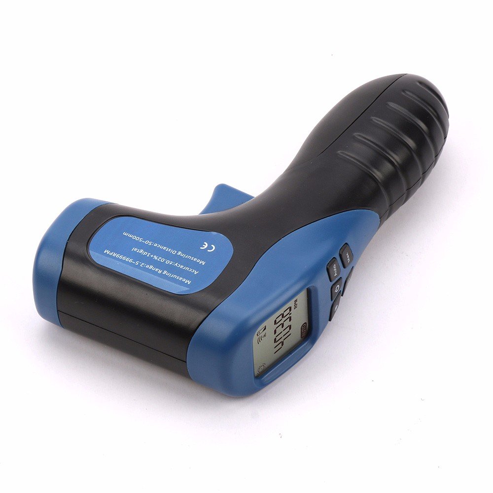 AIHG LCD Laser Photo Digital Tachometer Digital Handheld Non-Contact Gun Range 2.5-99999 RPM Motor Speed Meter with 2pc Reflective Tape
