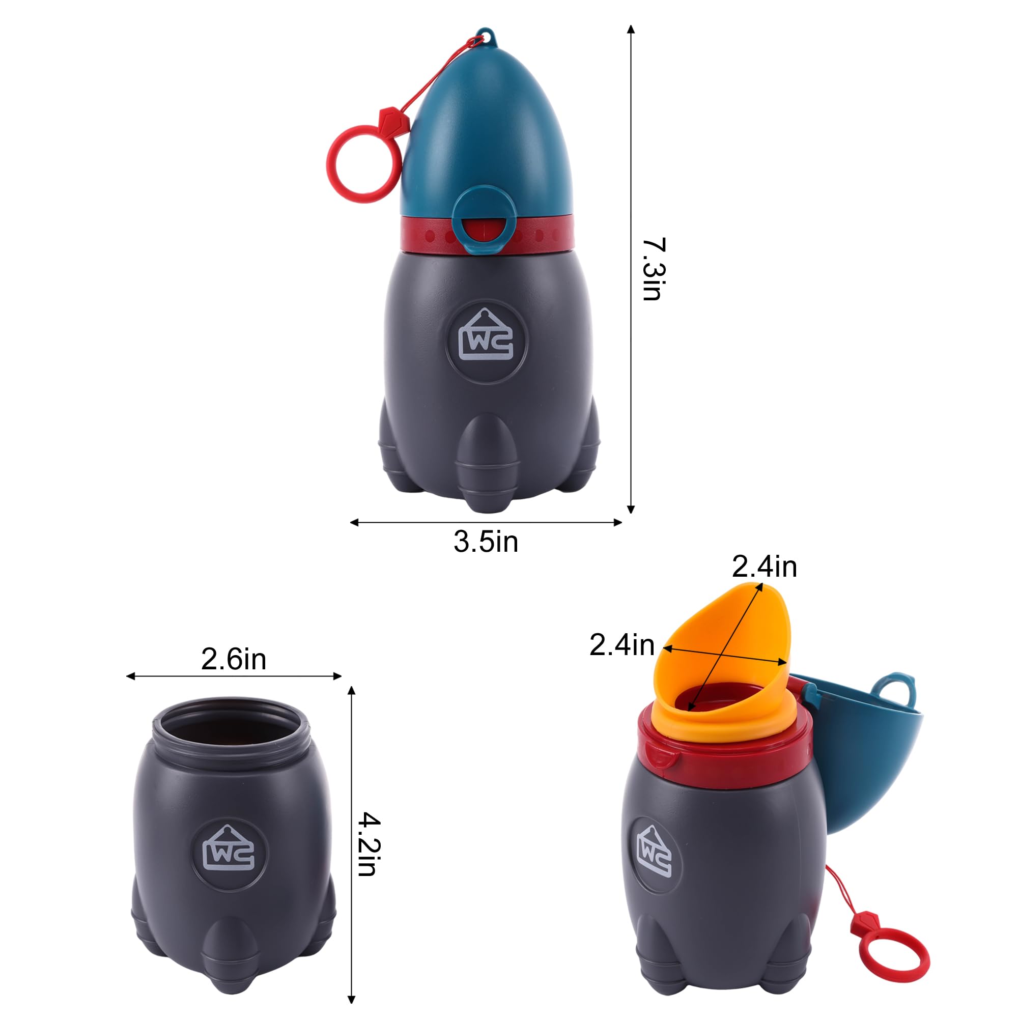 Travel Urinal for Kids,Rocket Toys Portable Emergency Urinal for Toddler,Light and Easy to Carry,Suitable for Car,Travel,Camping and Children's Urinal Potty Training(Deep Blue)