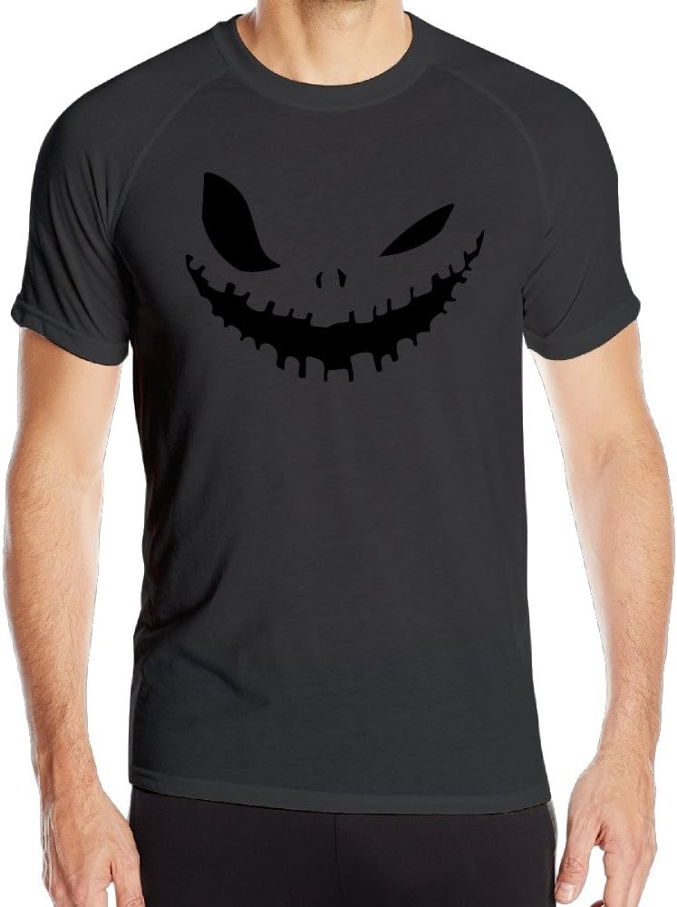 Men's Halloween Ghost Face Pumpkin Sports Sleeves T-shirt Black