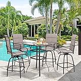 Vongrasig 5 Piece Patio Swivel Bar Set, All Weather