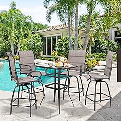 Vongrasig 5 Piece Patio Swivel Bar Set, All Weather