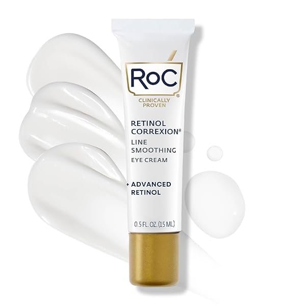 ROC RETINOL CORREXION UNDER EYE CREAM FOR DARK CIRCLES & PUFFINESS, DAILY WRINKLE CREAM, ANTI AGING SKIN CARE TREATMENT WOMEN AND MEN, 0.5 OZ (PACKAGING MAY VARY)