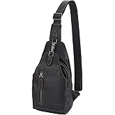 Loyofun Genuine Leather Sling Bag for Men and Women Chest Pack Purse Crossbody Shoulder Bag Sling Backpack