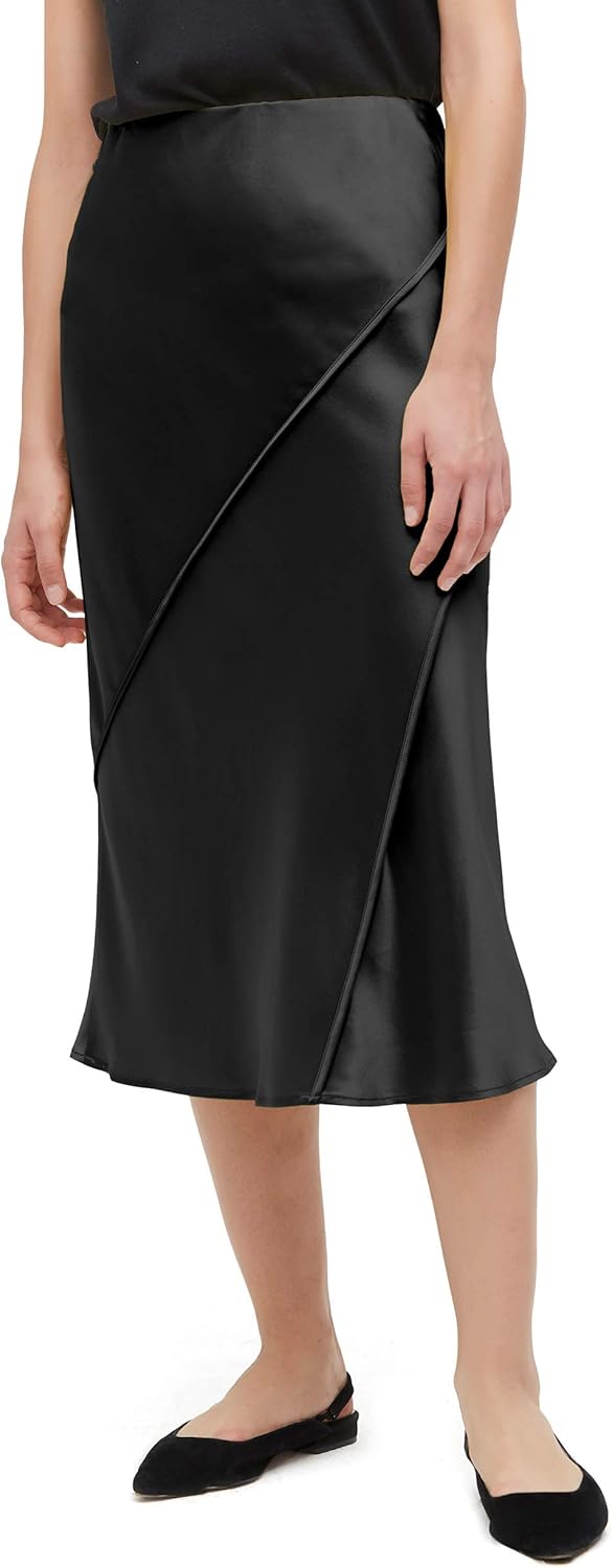 silk slip skirt midi