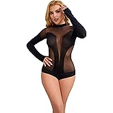 BuTingFo CoTing Women's Mesh Cut-Out Bodystocking Bodysuit, Black, Nylon Material, One Size, Stretch Fit, Sheer Style, ZYS008