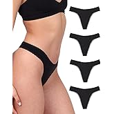 La Coochie Organic Cotton Mid Rise Thong Underwear, 4 Pack