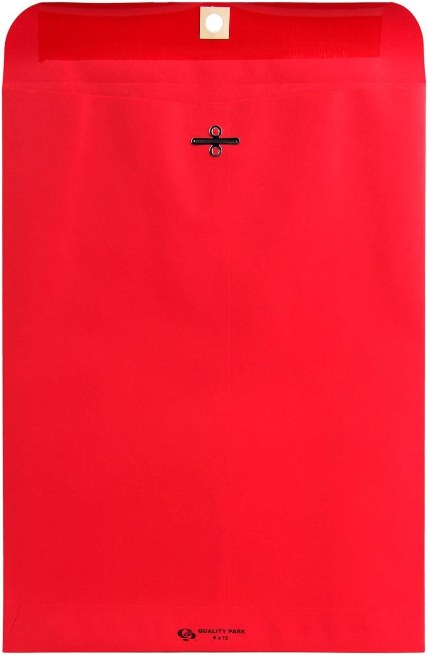 Quality Park Clasp Envelopes, 9 x 12 inches, Red, Pack of 10 (38734) : Office Products