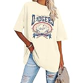 Baseball Shirts for Women Oversized Game Day Sports Fan Shirt Baseball Mama Casual Short Sleeve Tee