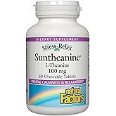 Stress-Relax Chewable Suntheanine L-Theanine 100 mg by Natural Factors, Non-Drowsy Stress Support for Mental Calmness and Rel