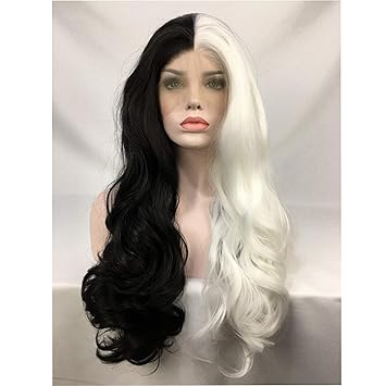 Amazon Com Cupidlovehair Half Black Half White Color Big Curly