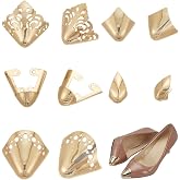 FINGERINSPIRE 10PCS High Heel Toe Protection 5 Styles Light Gold Metal | Shoes Crease Pointed Protectors Iron Toe Cap Covers Toe Protectors for Pointed Toe High-Heeled Shoes Protection Repair Decor