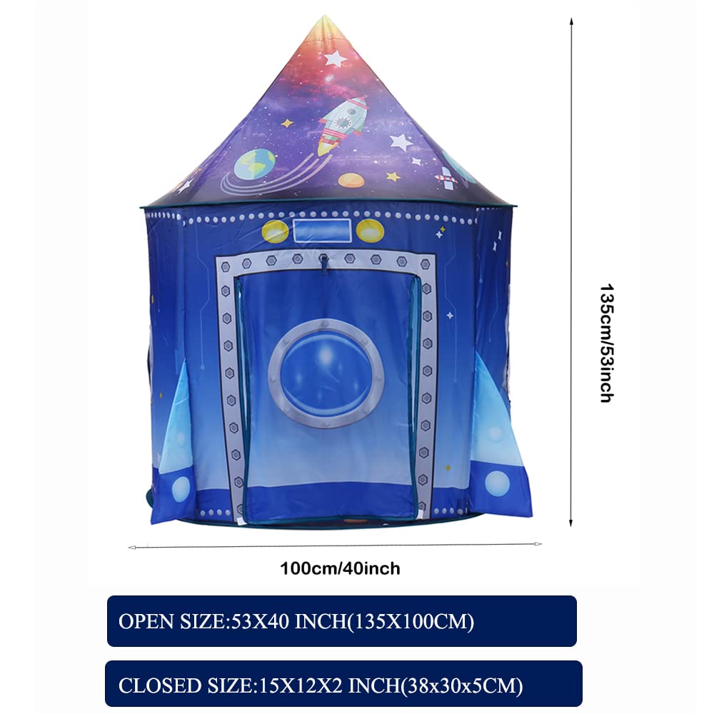 Rocket Ship Tent for Kids Pop-Up Rocket Play Tent Astronaut Space Tent Playhouse for Boys & Girls