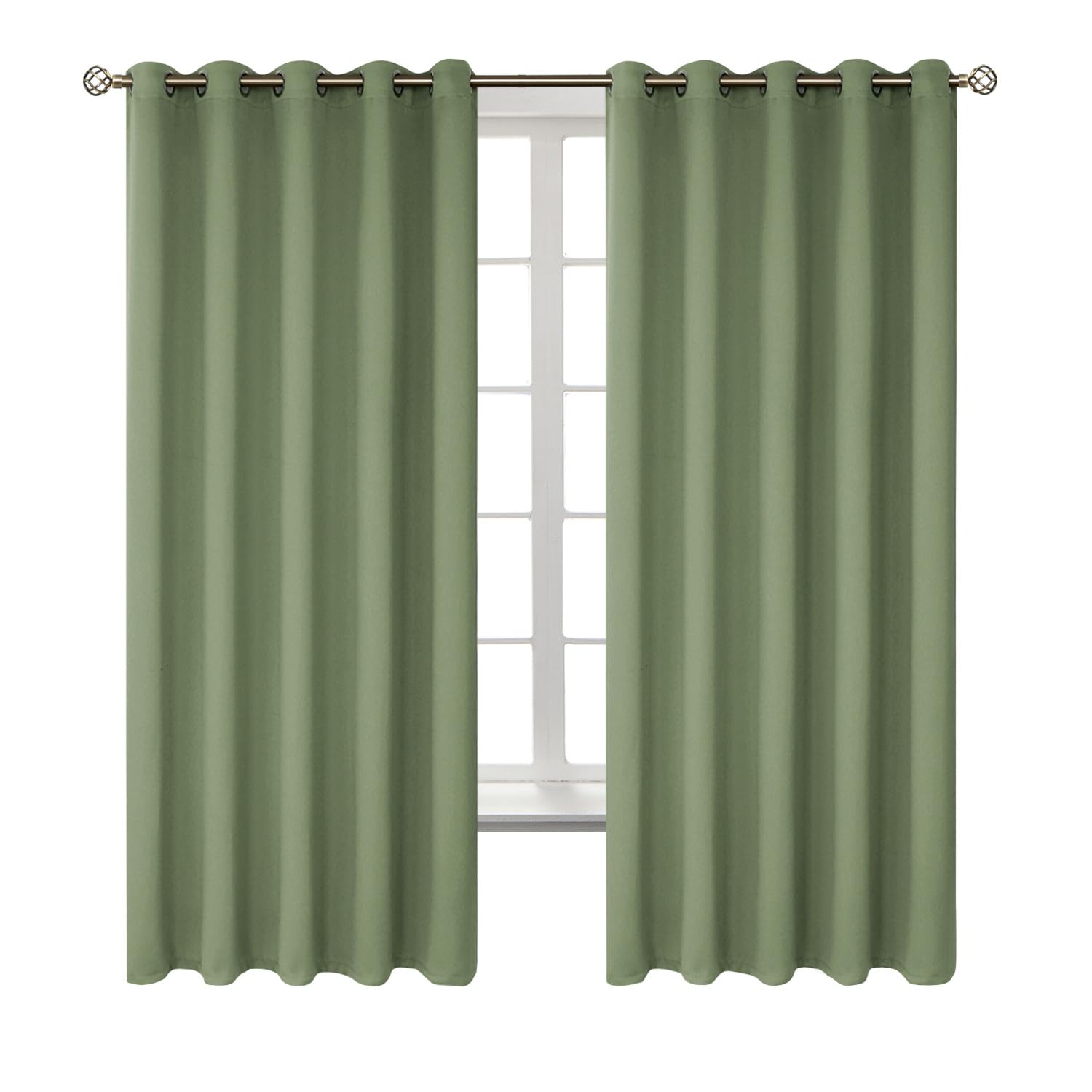 BGment Room Darkening Curtains 63 Inches Long - Grommet Thermal Insulated Drapes Window Treatment Curtains for Bedroom, 2 Panels, 70 x 63 Inch, Grass Green Image