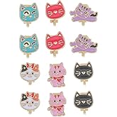 ChungLong0593 6 Pairs Cute Animal Cat Dinosaur Clip on Earrings Lovely Pet Non Pierced Enamel Earrings for Women Christmas Birthday Gift