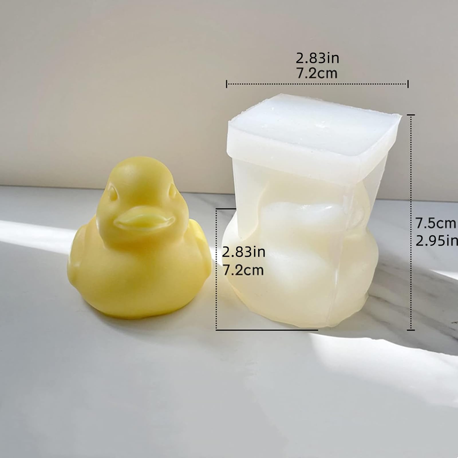 2pcs 3D Duck Candle Mold Duck Silicone Mold for Fondant, Chocolate, Dessert, Cake Decor, Soap, Bath Bomb, Polymer Clay, Plaster Ornament, Resin Art