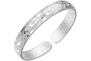 Abiotp 925 Sterling Silver Cuff Bangle Bracelets Adjustable Jewelry Fashion Simple Open Bangles Cuff Jewelry for Women Mom Wife Mothers Day Valentine Gift